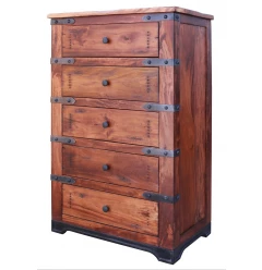 36" Natural Solid Wood Five Drawer Chest