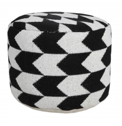 18" Black Cotton Blend Ottoman