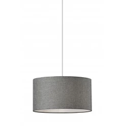 Heather Grey Fabric Shade Electric Drum Pendant