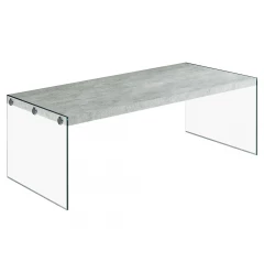 44" Gray And Clear Glass Coffee Table