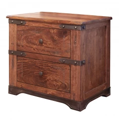 29" Wood Brown Two Drawer Nightstand