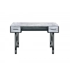 47" Antiqued White and Black Computer Desk With Two Drawers