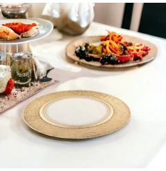gold leaf glass charger plate for elegant table settings