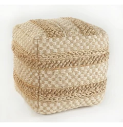 18" Tan Jute Ottoman