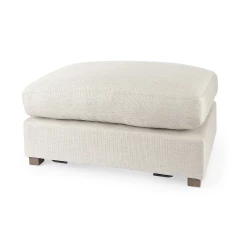 26" Beige Polyester And Brown Cocktail Ottoman