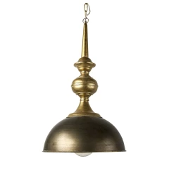 Gold Toned Metal Dome Hanging Pendant Light