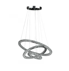 Silver Metal and Crystals LED Dimmable Chandelier