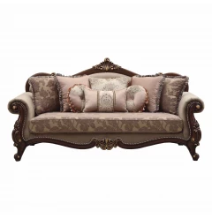 38" X 88" X 45" Fabric Walnut Upholstery Wood LegTrim Sofa w8 Pillows