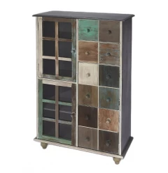 32" Brown And Dark Brown Solid Wood Frame Standard Accent Chest With Two Drawers