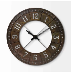 57" Round Industrial Brown Wall Clock