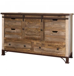 62" Brown Solid Wood Six Drawer Triple Dresser