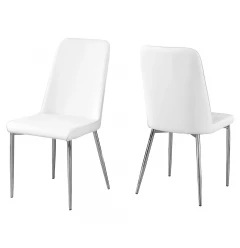 33" X 36" X 74" White Foam Metal Leather Look  Dining Chairs 2Pcs