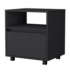 21" Black One Drawer Nightstand With Integrated Tech