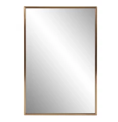 Antiqued Brushed Brass Rectangular Wall Mirror