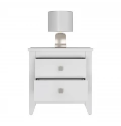24" White Two Drawer Nightstand