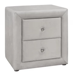21" Light Gray Velvet Two Drawer Nightstand