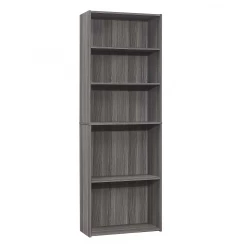 71" Gray Wood Adjustable Bookcase
