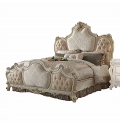 89" X 89" X 78" Fabric Antique Pearl Wood Poly Resin Upholstery Eastern King Bed