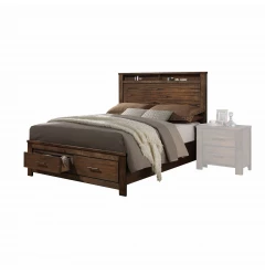 Brown And Black Upholstered Bed