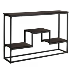 48" Brown and Black Frame Console Table With Shelves