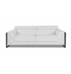 White silver Italian leather sofa offering comfort and modern style in furniture design
