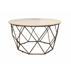 Round Mable and Iron Geometric Coffee Table