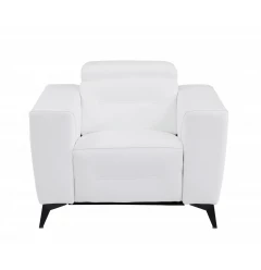 41" White Italian Leather Power Recliner Chair