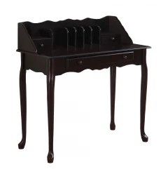 18" Dark Brown Solid Wood Computer Desk With Three Drawers