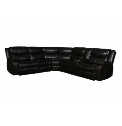 Brown Polyester Blend Reclining U Shaped Three Piece Corner Sectional With Console