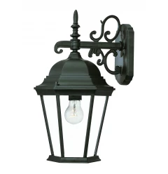 Matte Black Domed Glass Hanging Lantern Wall Light