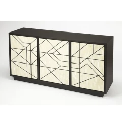 Greta bone inlay sideboard with wood patterns and geometric shapes