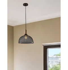 Caged Black Metal Large Ceiling Pendant