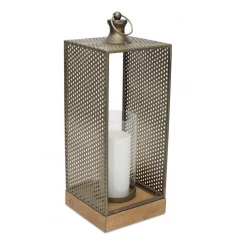 20" Brown Flameless Floor Hurricane Candle Holder