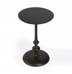 18" Dark Burnished Bronze Aluminum Round Top Pedestal End Table