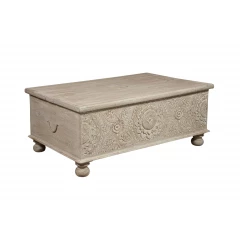 49" Natural Solid Wood Distressed Lift Top Coffee Table