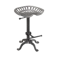 23" Gray Iron Backless Adjustable Height Bar Chair