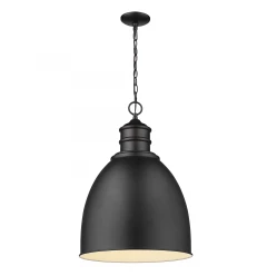 Colby 1-Light Matte Black Pendant With Gloss White Interior Shade