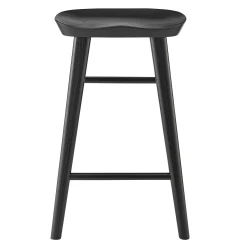 25" Black Solid Wood Backless Counter Height Bar Chair