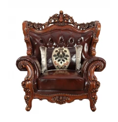 46" Dark Brown and Chocolate Faux Leather Tufted Wingback Chair