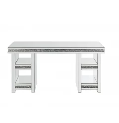 59" Clear Glass Mirrored Writing Desk
