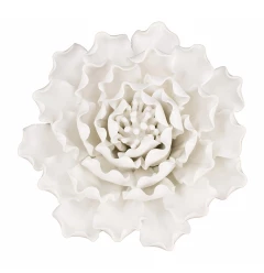 6" Off White Sculptural Flower Ceramic Wall Decor