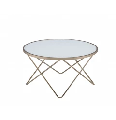 34" X 34" X 18" Frosted Glass Champagne Coffee Table