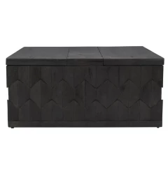 40" Dark Gray Solid Wood Square Distressed Coffee Table