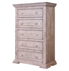 37" White Solid Wood Five Drawer Chest