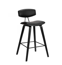 26" Black Iron Low Back Counter Height Bar Chair