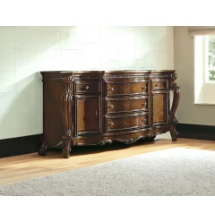 69" Brown Solid and Manufactured Wood Five Drawer Triple Dresser