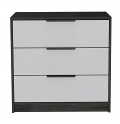 28" White And Smokey Oak Manufactured Wood Three Drawer Dresser