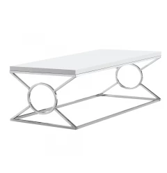 44" White And Silver Iron Coffee Table