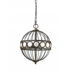 Aria 3-Light Oil-Rubbed Bronze Globe Pendant With Mother Of Pearl Accents