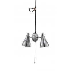 Two Light Industrial Silver Hanging Light